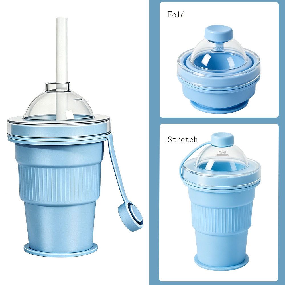 Portable Foldable Ice Ball Mold Cup for Homemade Ice Cubes, Cold Drinks, Whiskey Chilling with Straw - Reusable Ice Maker Cup