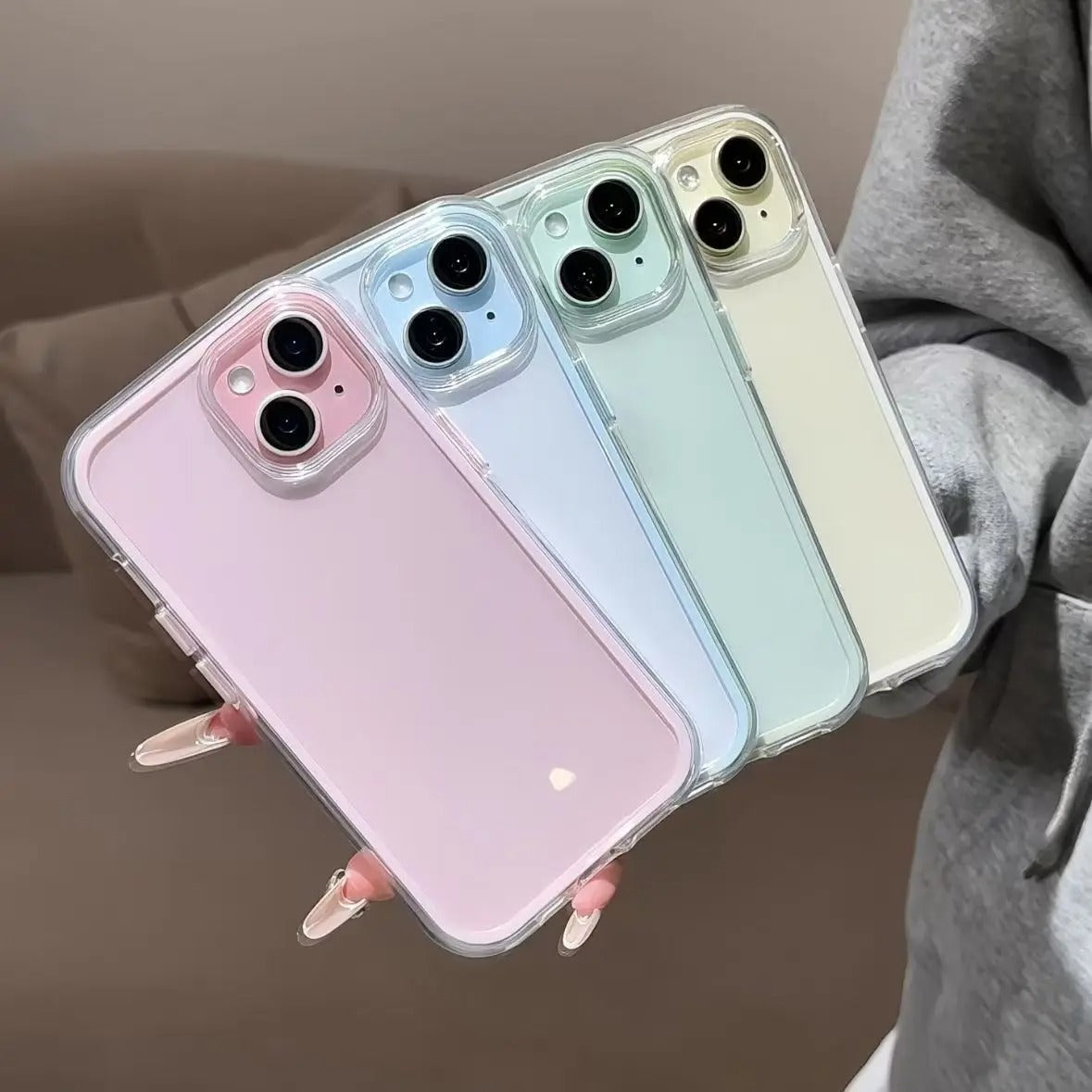 Suitable for Apple 17 ProMax phone case 2-in-1 solid color border transparent iPhone 15 anti drop 14 soft case 16