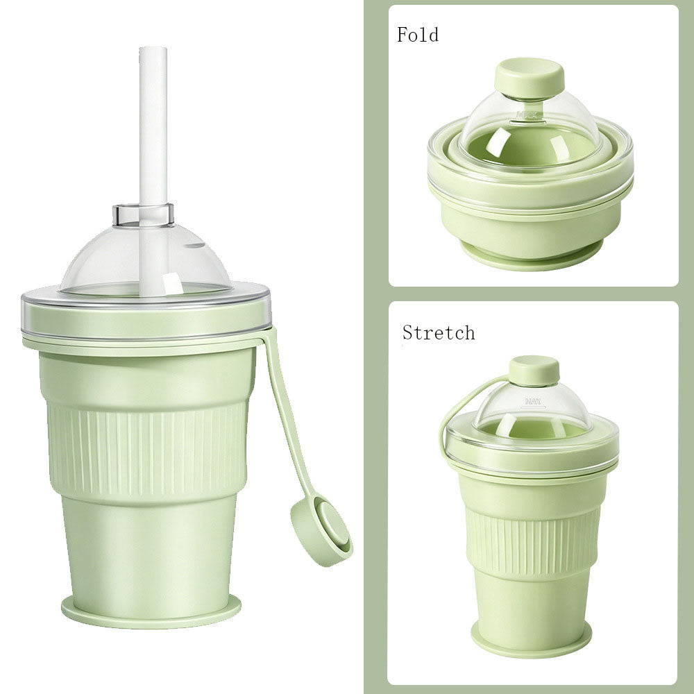 Portable Foldable Ice Ball Mold Cup for Homemade Ice Cubes, Cold Drinks, Whiskey Chilling with Straw - Reusable Ice Maker Cup