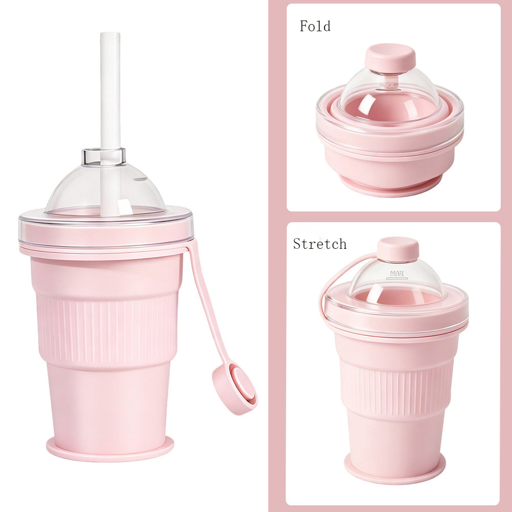 Portable Foldable Ice Ball Mold Cup for Homemade Ice Cubes, Cold Drinks, Whiskey Chilling with Straw - Reusable Ice Maker Cup