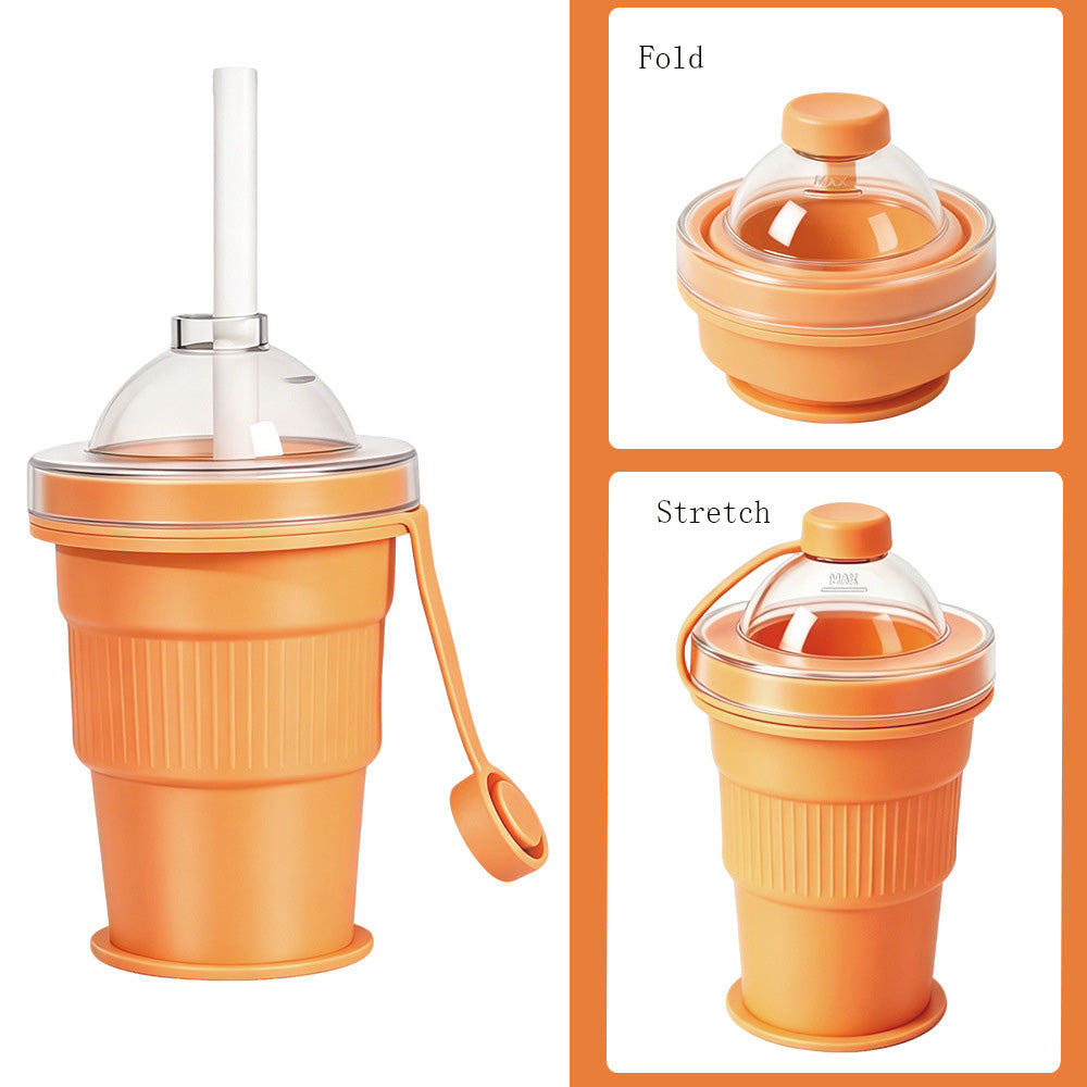 Portable Foldable Ice Ball Mold Cup for Homemade Ice Cubes, Cold Drinks, Whiskey Chilling with Straw - Reusable Ice Maker Cup