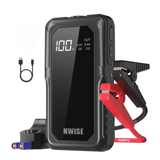 1600A Peak Jump Boxes for Vehicles(12V 8L Gas/6.5L Diesel Engine) Equipped Fast Wireless Charging Jump Starter Battery Pack