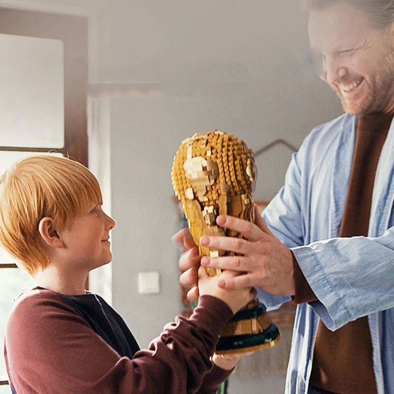 2026 New 43020 DIY  Soccer Football Trophy Assembly Model Collectible Desktop Birthday Party Toy  Gift for Kids Boys Home Decor