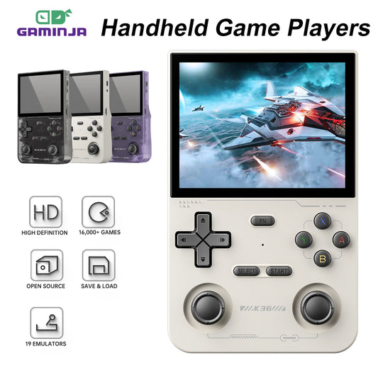 GAMINJA K36 Handheld Game Console 3.5Inch IPS 640x480 Screen Built in 64GB Simulator Games Portable Handheld Game Console