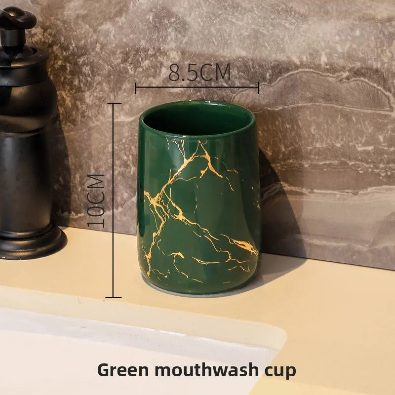 2026 New Couples Ceramic Toothbrush Cup Set Luxury High End Mouthwash Cup for Bathroom Premium Home Use