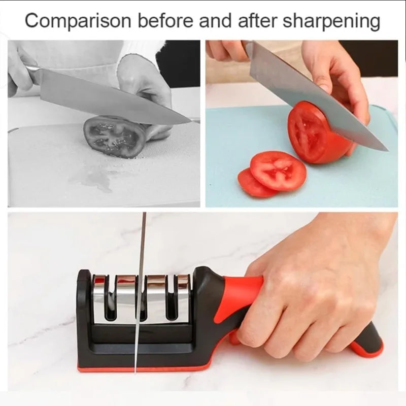 Multi-Functional Knife Sharpener - 3-Stage Quick Sharpening Tool for Kitchen Knives Scissors Fruit Knives