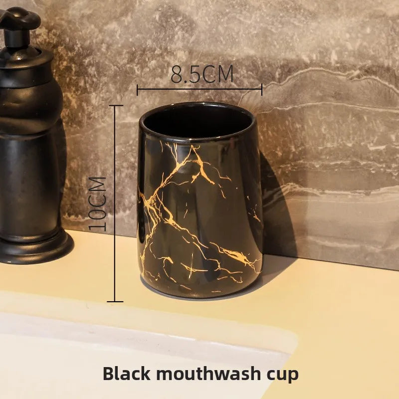 2026 New Couples Ceramic Toothbrush Cup Set Luxury High End Mouthwash Cup for Bathroom Premium Home Use