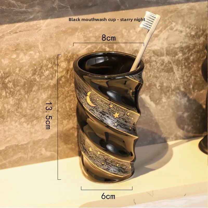 2026 New Ceramic Couple Toothbrush Cup Set Pair Creative Mouthwash Cup Bathroom Holder Home Essentials