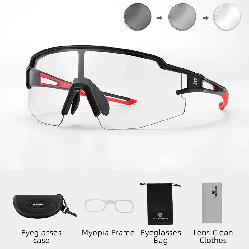ROCKBROS Cycling Glasses Photochromic Polarized Lens Bike Glasses UV400 Protection Eyewear Sunglasses MTB Road Bicycle Goggles