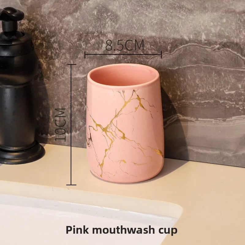 2026 New Couples Ceramic Toothbrush Cup Set Luxury High End Mouthwash Cup for Bathroom Premium Home Use