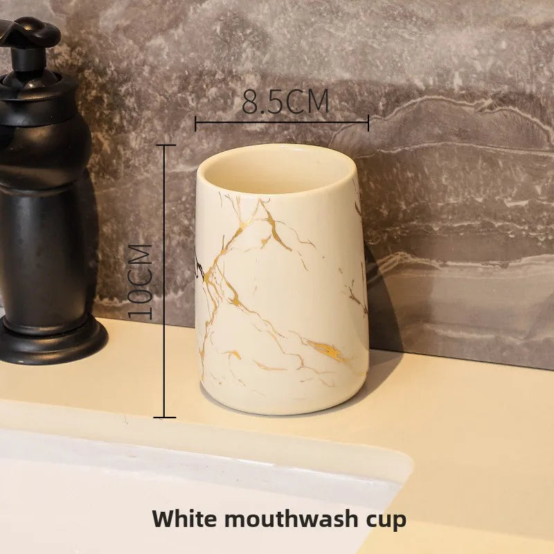 2026 New Couples Ceramic Toothbrush Cup Set Luxury High End Mouthwash Cup for Bathroom Premium Home Use