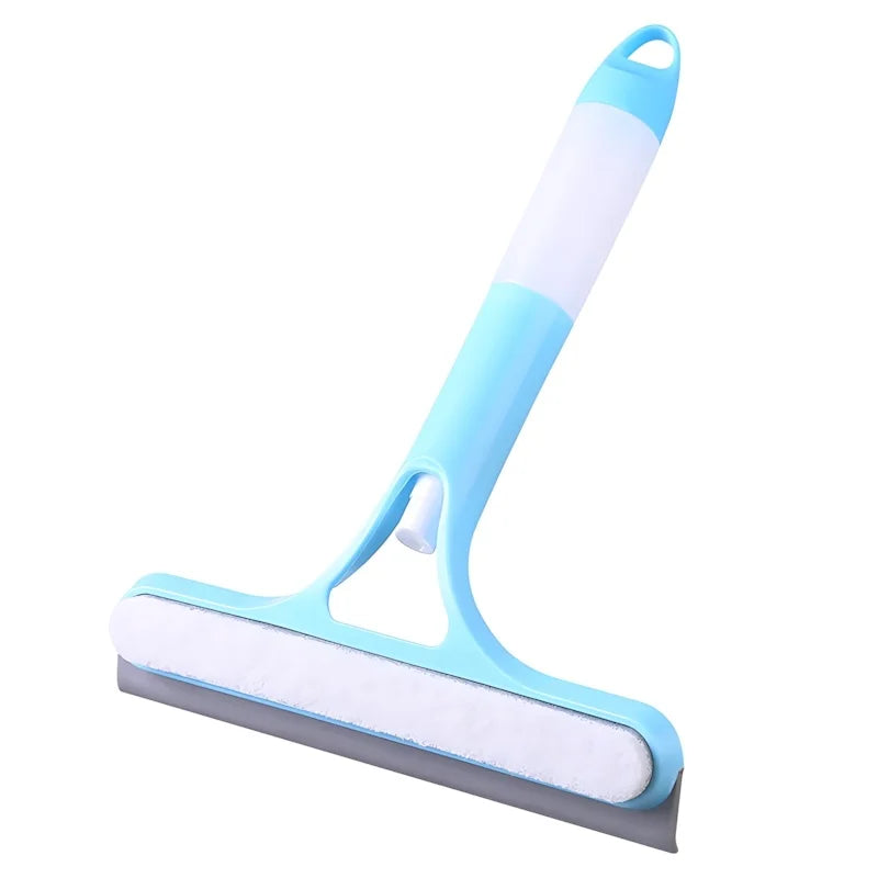 2-in-1 Sprayable Blue Glass Squeegee - Microfiber Scrub Pad & Squeegee for Car Windshields, Shower Doors & Mirrors