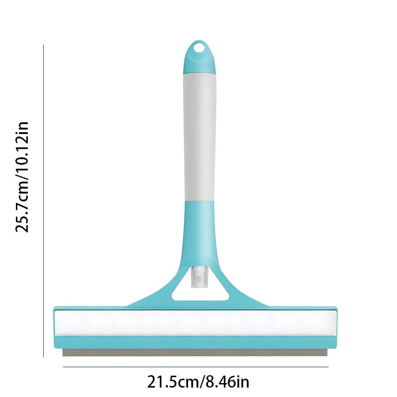 2-in-1 Sprayable Blue Glass Squeegee - Microfiber Scrub Pad & Squeegee for Car Windshields, Shower Doors & Mirrors